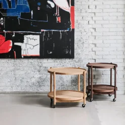 Carrito Bølling Tray Table model 60, Sunny, estructura de haya sin tratar