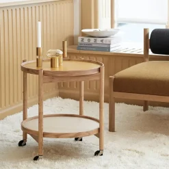 Carrito Bølling Tray Table model 50, Stone, estructura de roble aceitado