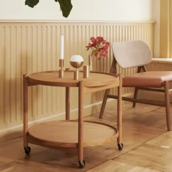 Carrito Bølling Tray Table model 60, Roble ahumado, estructura de roble aceitado humo