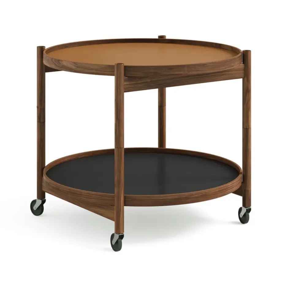 Carrito Bølling Tray Table model 60, Clay, estructura de nogal aceitado