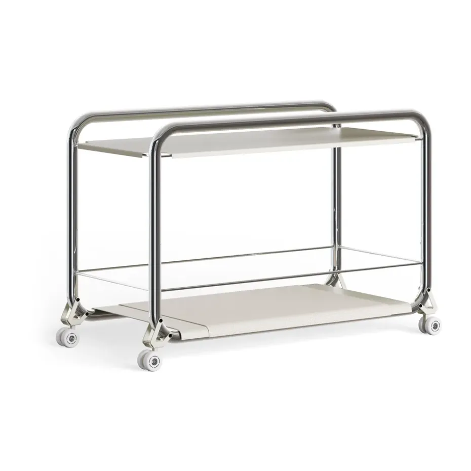 Carrito con ruedas Tension, Cromo-beige alfombra de cuero