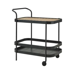 Carrito Roll, Lava grey, incl. tablero de mesa teca