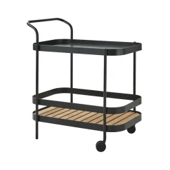 Carrito Roll, Lava grey, incl. tablero de mesa teca