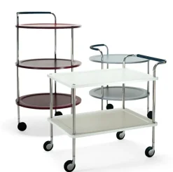 Carro con ruedas Trolley Round basic, Gris claro, base de cromo