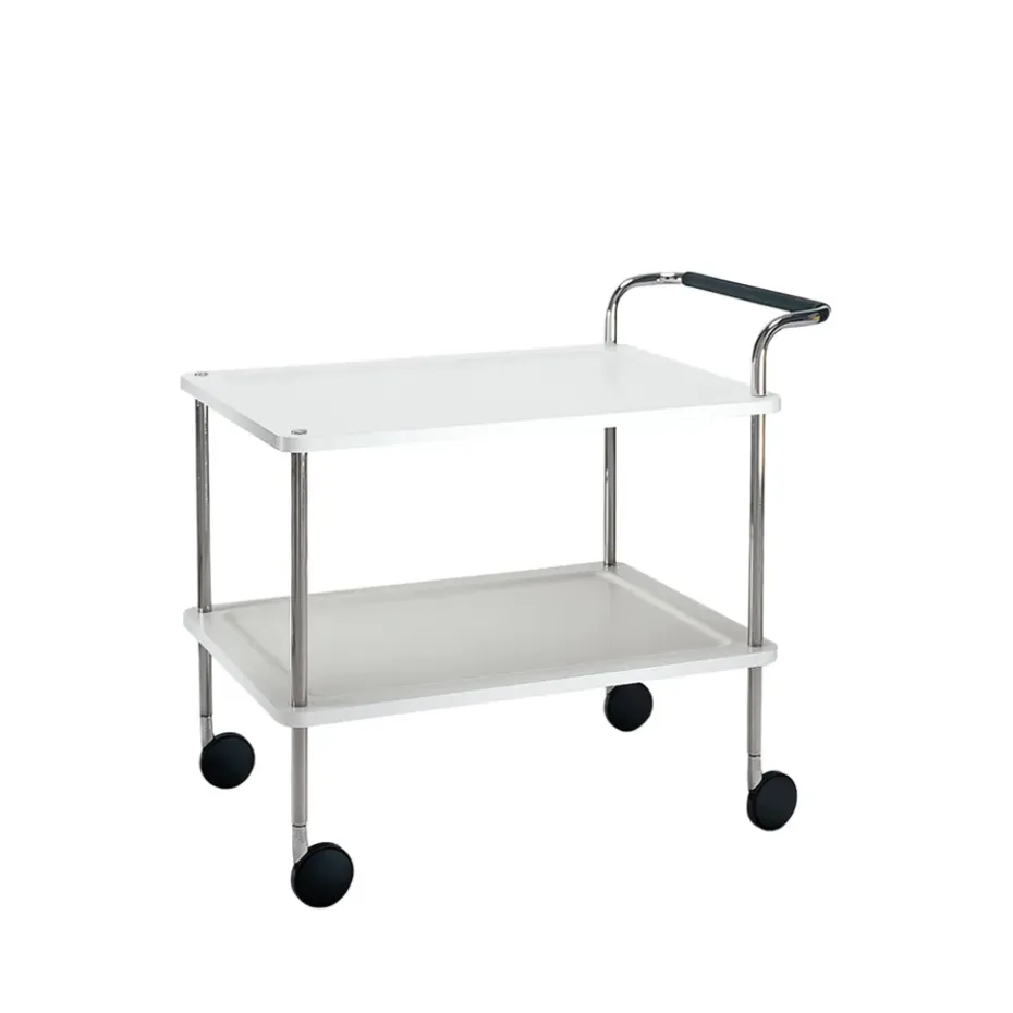Carro con ruedas Trolley Square, Blanco, base de cromo