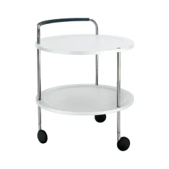 Carro con ruedas Trolley Round basic, Blanco, base de cromo