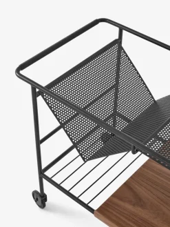 Carro de almacenaje Alima nogal lacado, Negro y nogal lacado