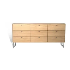 Cómoda Deus de 9 cajones, Roble mate con acabado blanquecino