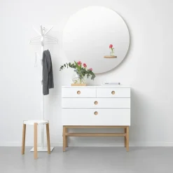 Cómoda Keep, Blanco, base de roble aceitado