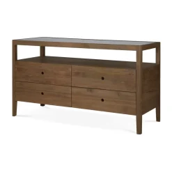 Cómoda Spindle, Teca, 4 cajones