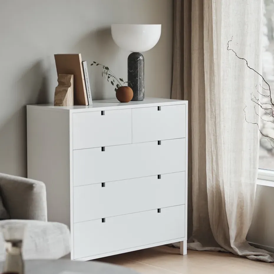 Cómoda Square 2+3 cajones, Blanco