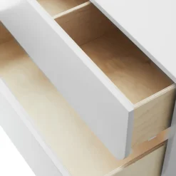 Cómoda Vidja alta, Lacado blanco, 5 cajones