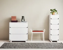 Cómoda Vidja baja 3 cajones, blanco