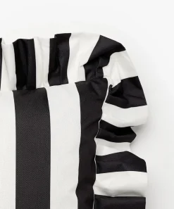 Cojín con volantes Garden Glory Outdoor 45x45 cm, Black-white