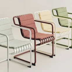 Cojín de asiento Terrazza Folding, Terracotta bold stripe, 82x40 cm