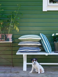 Cojín de exterior Block Stripe 40x60 cm, Blue-off white