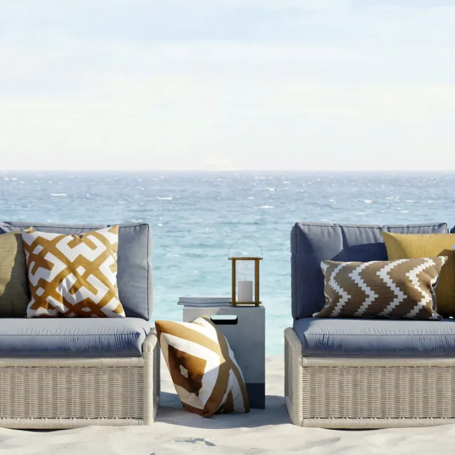 Cojín Ikat Sema, Sage/off white, 40 cm