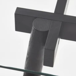 Corners Mesa, Roble aceitado blanco, vidrio