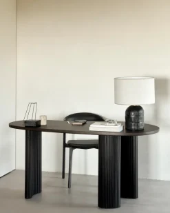 Escritorio Boomerang, Caoba teñida en marrón oscuro, 160x83x76 cm