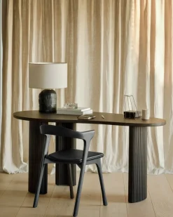 Escritorio Boomerang, Caoba teñida en marrón oscuro, 160x83x76 cm