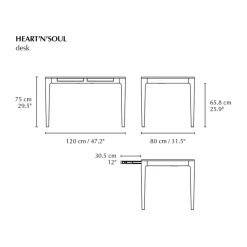 Escritorio Heart'n'Soul 80x120 cm, Roble-Fenix negro
