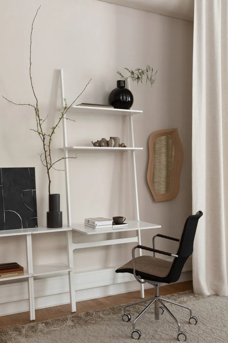 Escritorio Libri, fresno lacado blanco