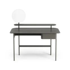 Escritorio Luna con cajón, estante y espejo, Roble gris tormenta