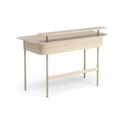 Escritorio Luna con cajón y estante, Roble pigmentado blanco