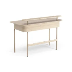 Escritorio Luna con estante, Roble pigmentado blanco