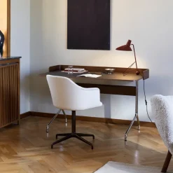 Escritorio Pavilion AV17, Mushroom linoleum, roble lacado, patas de cromo