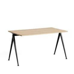 Escritorio Pyramid 01, Oak matt lacqured-140x75cm-estructura de acero negra