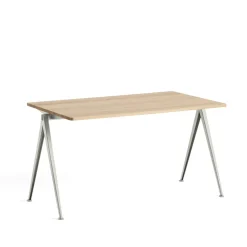 Escritorio Pyramid 01, Oak mate lacqured-140x75cm-beige bastidor de acero