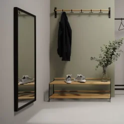 Estante perchero o zapatero Nostalgi , roble, negro