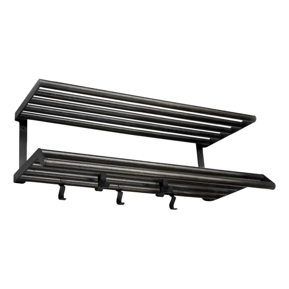 Estante perchero Tamburin 60 cm, roble teñido de negro-negro