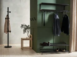 Estante perchero Tamburin 60 cm, roble teñido de negro-negro