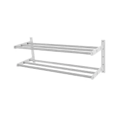 Estante zapatero 12, Acero/blanco-aluminio con revestimiento blanco