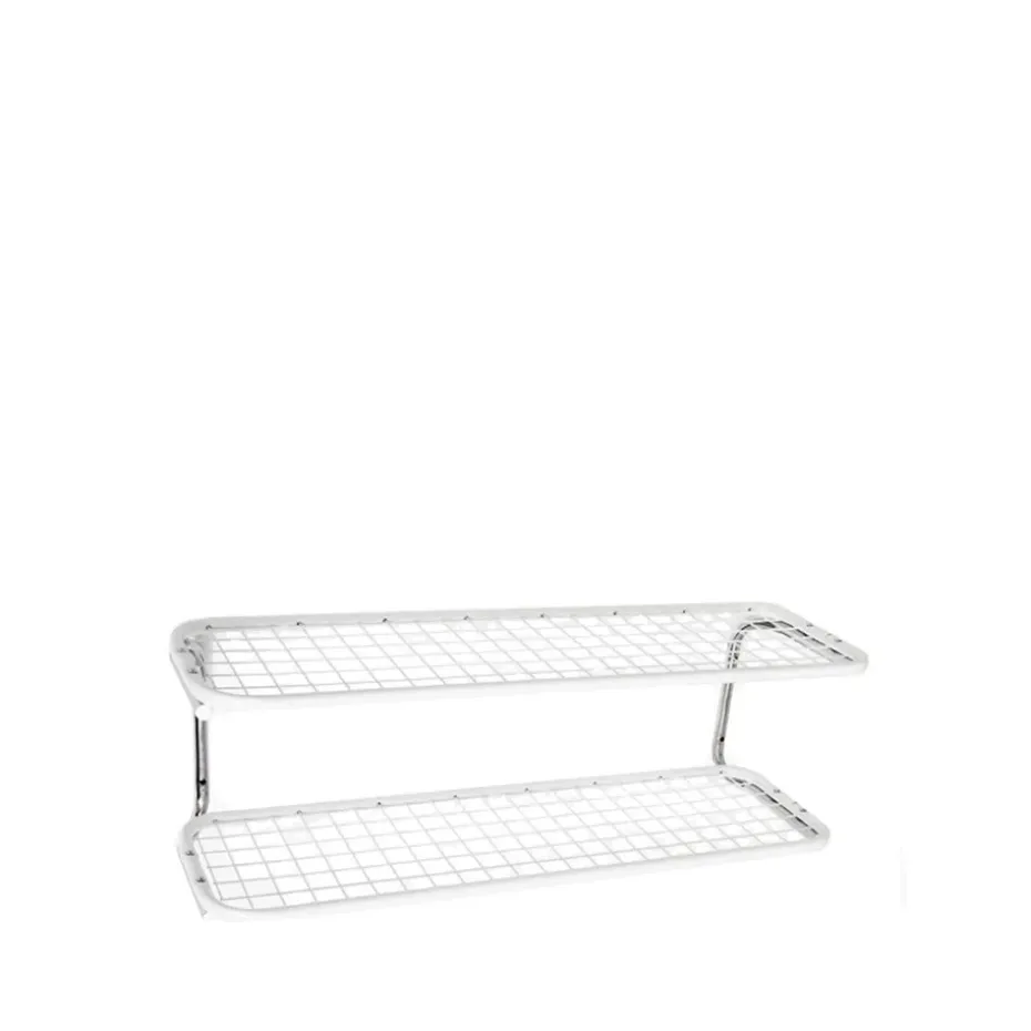 Estante zapatero Classic 650, Blanco/cromo, 2 niveles, 100 cm
