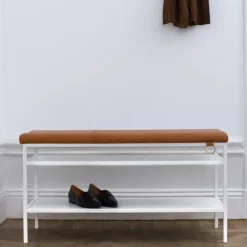 Estante zapatero Nancy, blanco-coñac