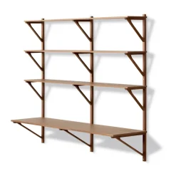 Estantería con escritorio BM29, 149x134 cm, Walnut lacquer