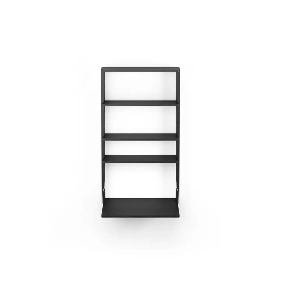 Estantería de pared con escritorio Gridlock - M1-A4-0-D, Black stained Ash