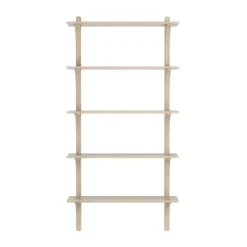 Estantería Levi de 5 baldas, Roble pigmentado en blanco-aluminio, 90 cm