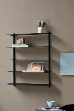 Estantería Nivo E, Fresno teñido de negro-negro