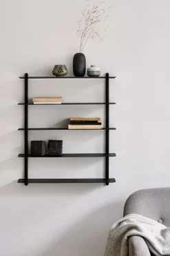 Estantería Nivo E, Fresno teñido de negro-negro