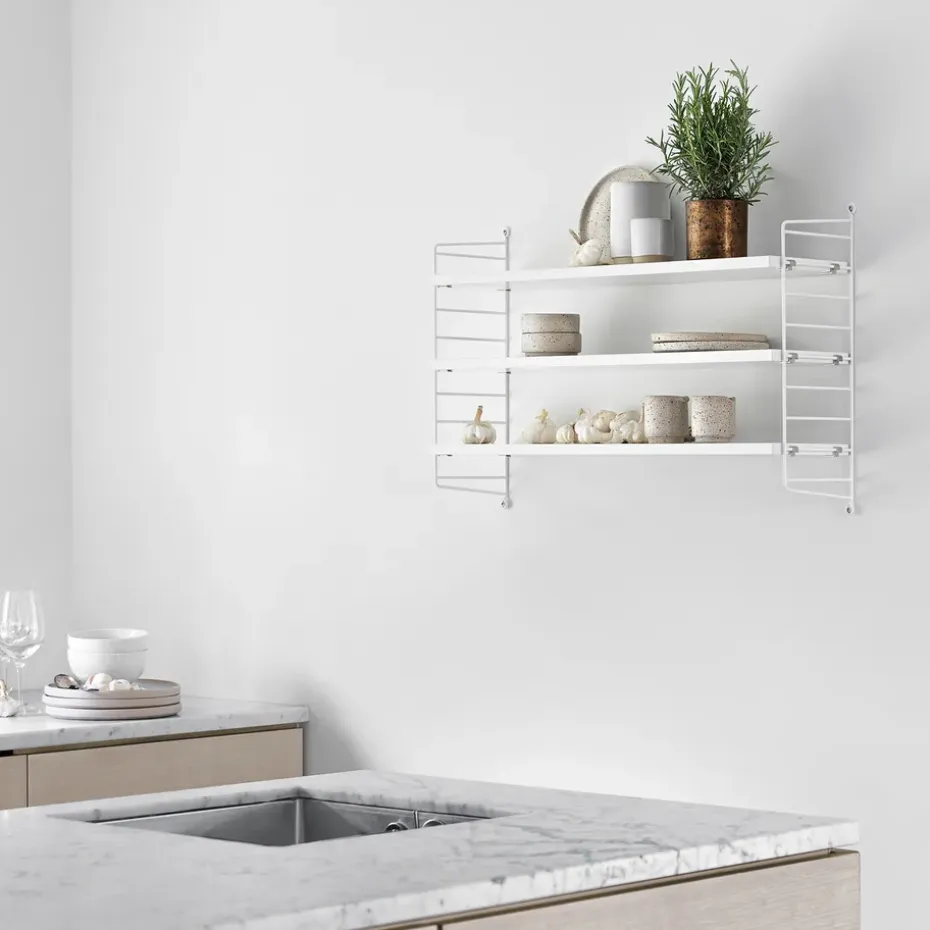 Estantería String Pocket, blanco, blanco