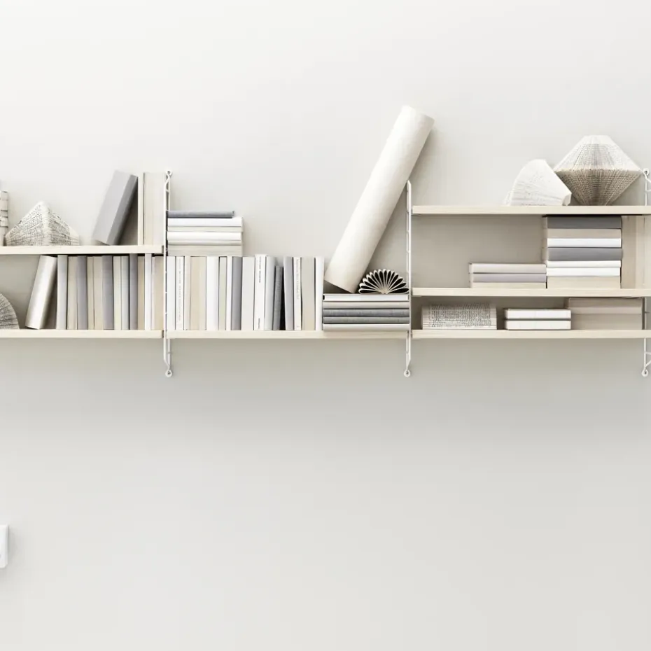 Estantería String Pocket, fresno-blanco, fresno-blanco