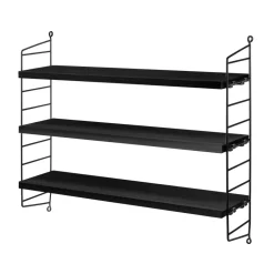 Estantería String Pocket, fresno teñido de negro, fresno teñido de negro