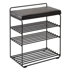 Estantería-Taburete Lower East Seat 50x28x58 cm, Black-black leather