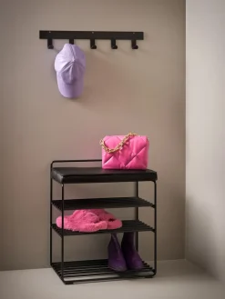 Estantería-Taburete Lower East Seat 50x28x58 cm, Black-black leather