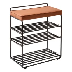 Estantería-Taburete Lower East Seat 50x28x58 cm, Black-cognac leather