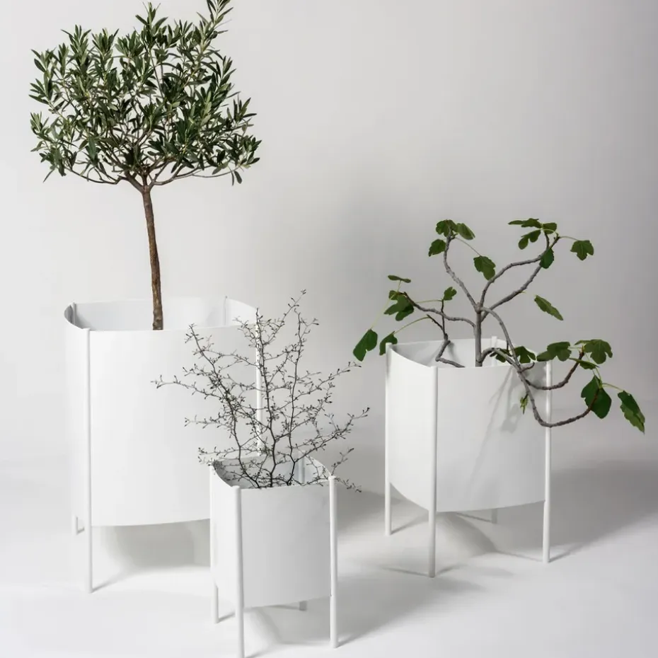 Maceta Konvex Pot, Blanco, mediana Ø34 cm